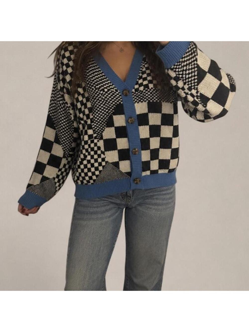 Rough Los Angeles Checkered Cardigan – Size Small
